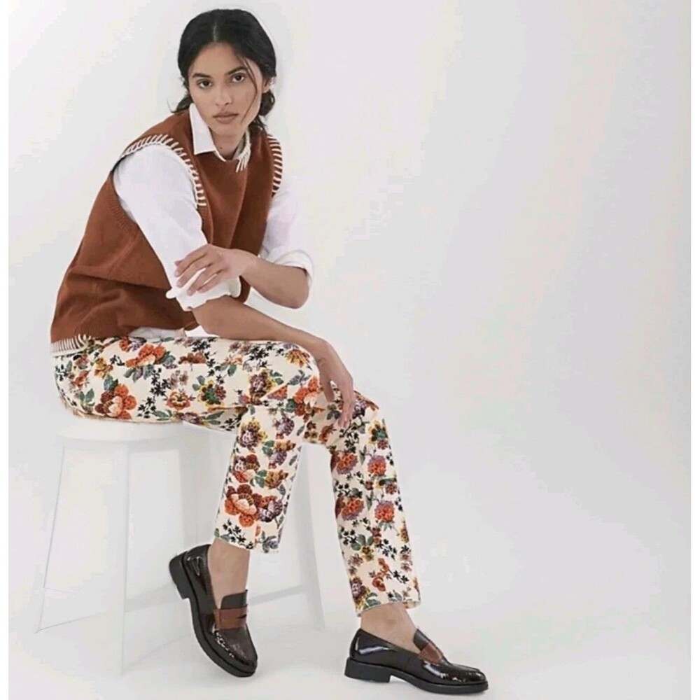 Anthropologie Pilcro High Rise Cigarette Jeans Fall Rustic Floral Size 27 x 27